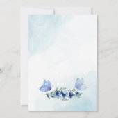 Invitation Un petit papillon bleu Baby shower floral rustique (Dos)