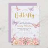 Invitation Un petit papillon Boho fille baby shower I (Devant / Derrière)