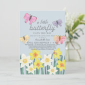Invitation Un petit papillon Daffodil Baby shower Drive-by (Debout devant)