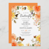 Invitation Un petit papillon est en chemin baby shower (Devant / Derrière)