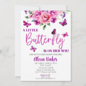 Invitation Un Petit Papillon Est En Chemin De Baby shower (Devant)