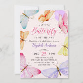 Invitation Un Petit Papillon Est En Chemin De Baby shower (Devant)