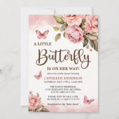 Invitation Un Petit Papillon Est En Chemin De Baby shower (Devant)