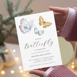 Invitation Un Petit Papillon Est En Chemin De Baby shower