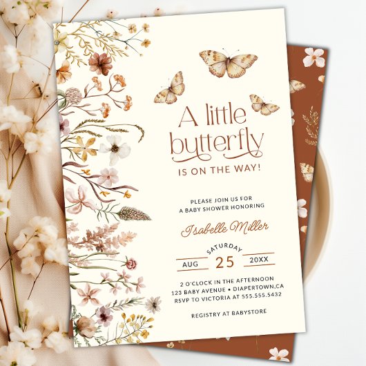 Invitation Un Petit Papillon Est En Chemin De Baby shower