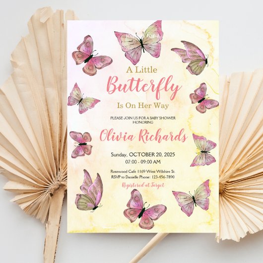Invitation Un Petit Papillon Est En Chemin De Baby shower