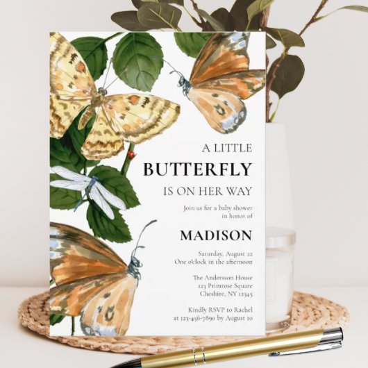 Invitation Un Petit Papillon Est En Chemin De Baby shower