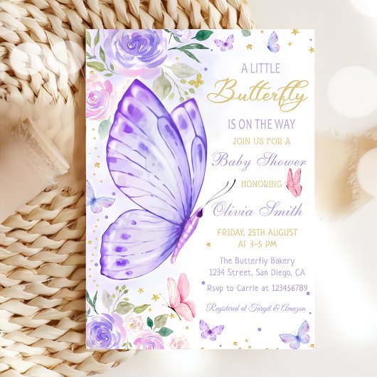 Invitation Un Petit Papillon Est En Chemin De Baby shower