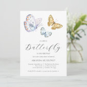 Invitation Un Petit Papillon Est En Chemin De Baby shower (Debout devant)