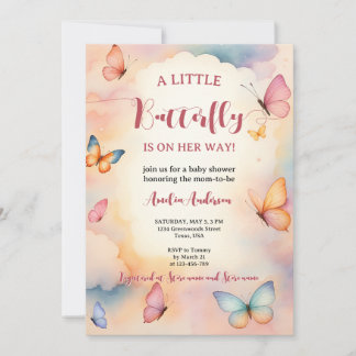 Invitation Un Petit Papillon Est En Chemin De Baby shower