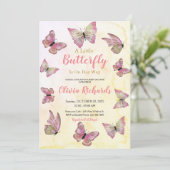 Invitation Un Petit Papillon Est En Chemin De Baby shower (Debout devant)