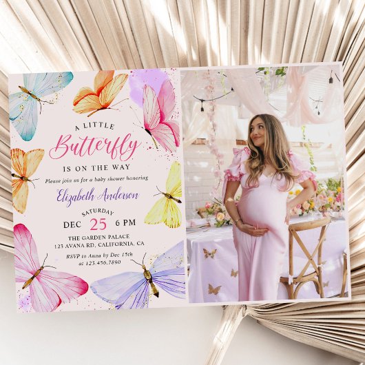 Invitation Un Petit Papillon Est En Chemin Photo Baby shower