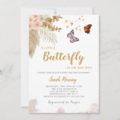 Invitation Un petit papillon est en route baby shower floral (Devant)
