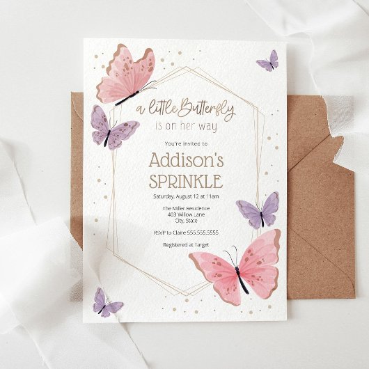 Invitation Un petit papillon est en route Baby Sprinkl