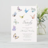 Invitation Un petit papillon est sur le chemin Baby shower (Debout devant)