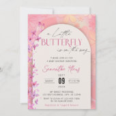 Invitation Un petit papillon est sur le chemin Baby shower ro (Devant)