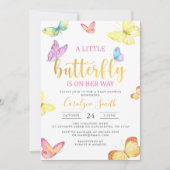 Invitation Un Petit Papillon Est Sur Son Chemin Baby shower O (Devant)