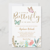 Invitation Un Petit Papillon Est Sur Son Chemin Baby shower O (Devant)