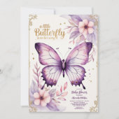 Invitation Un Petit Papillon Est Sur Son Chemin Baby shower O (Devant)