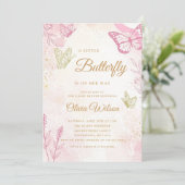 Invitation Un Petit Papillon Est Sur Son Chemin Baby shower O (Debout devant)