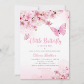Invitation Un petit papillon rose Baby shower floral fille (Devant)