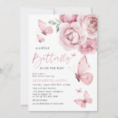 Invitation Un petit papillon rose Rose Baby shower (Devant)