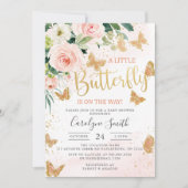 Invitation Un Petit Papillon Se Trouve Sur Le Chemin Du Baby (Devant)