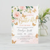 Invitation Un Petit Papillon Se Trouve Sur Le Chemin Du Baby (Debout devant)