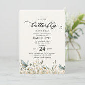 Invitation Un Petit Papillon Se Trouve Sur Le Chemin Du Baby  (Debout devant)