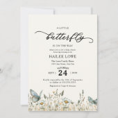 Invitation Un Petit Papillon Se Trouve Sur Le Chemin Du Baby  (Devant)