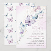 Invitation Un Petit Papillon Se Trouve Sur Le Chemin Du Baby  (Devant / Derrière)