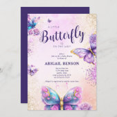 Invitation Un petit papillon sur le chemin Baby shower papill (Devant / Derrière)