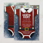 Invitation Un Petit Père Noël Baby Est Sur Le Chemin Du Baby  (Devant / Derrière)