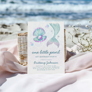 Invitation Un petit perle 1er anniversaire