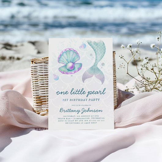 Invitation Un petit perle 1er anniversaire