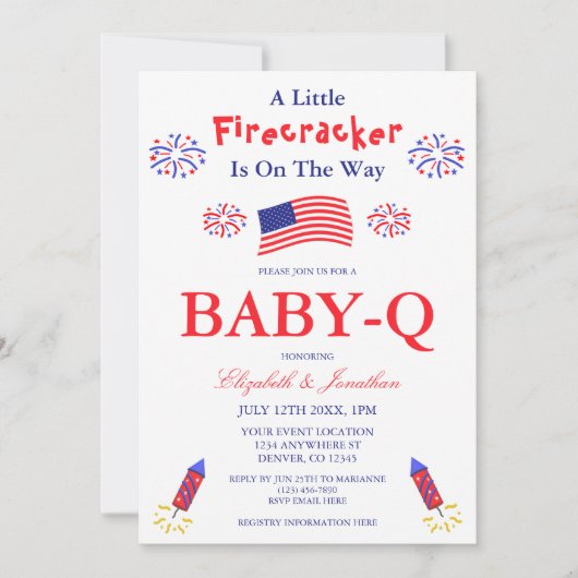 Invitation Un Petit Pétard Est En Route Baby-Q (Devant)