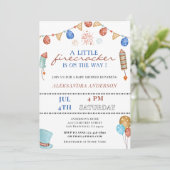 Invitation Un petit pétard sur le chemin Baby shower (Debout devant)