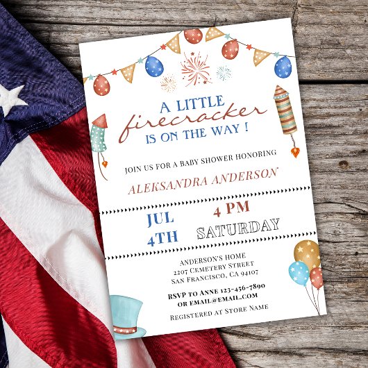 Invitation Un petit pétard sur le chemin Baby shower
