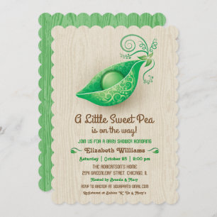 Invitation Un petit pois doux est sur le baby shower de