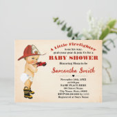 Invitation Un petit pompier est sur son chemin Baby shower (Debout devant)