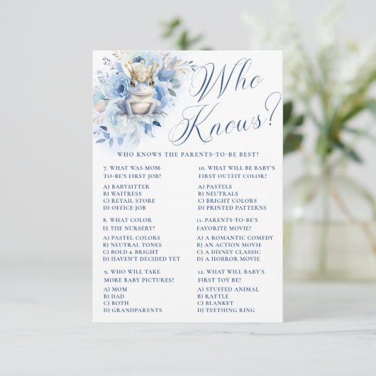 Invitation Un Petit Prince Bleu Royal Douche Qui Sait? (Debout devant)