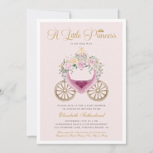 Invitation Un petit Prince est en chemin Baby shower fille (Devant)