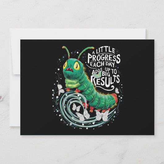 Invitation Un petit progrès chaque jour Chenille affamée (Devant)