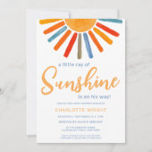 Invitation Un Petit Rayon De Baby shower Garçon Sunshine (Devant)