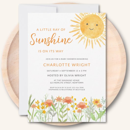 Invitation Un Petit Rayon De Baby shower Soleil