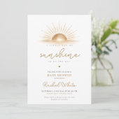 Invitation Un Petit Rayon De Soleil Arrive Bébé Shower (Debout devant)