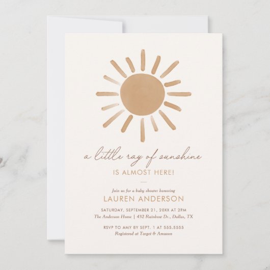 Invitation Un petit rayon de soleil Baby shower Boho (Devant)