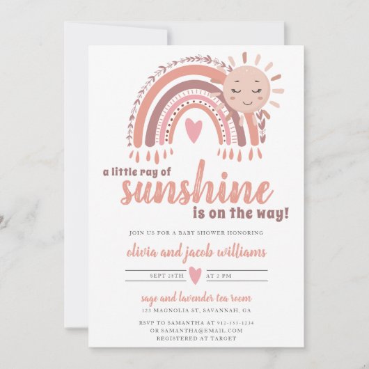 Invitation Un petit rayon de soleil Baby shower Boho (Devant)