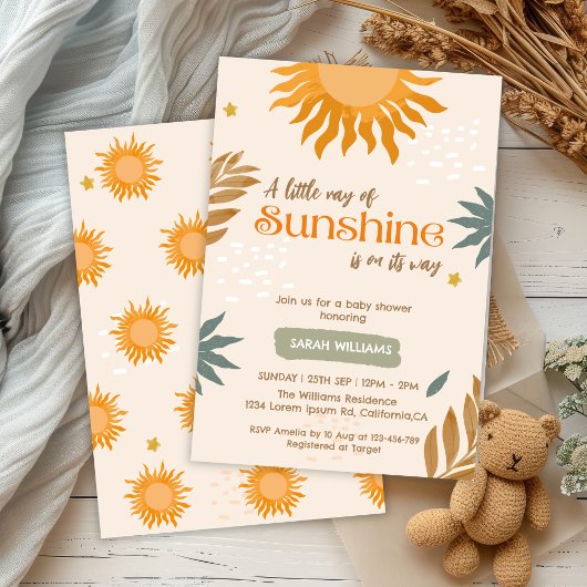 Invitation Un petit rayon de soleil baby shower boho