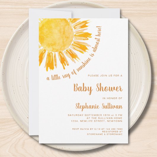 Invitation Un petit rayon de soleil Baby shower Boho